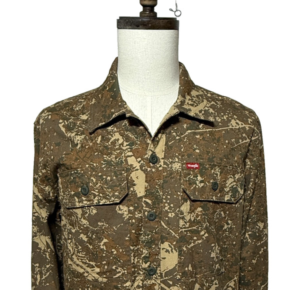 Wrangler Shirt Mens Medium Brown Camo Button Up Long Sleeve Pockets Hunting NWT - Picture 5 of 11